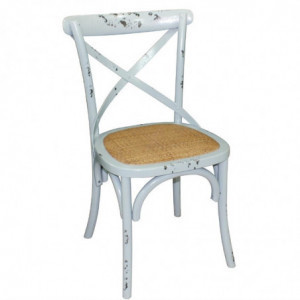 Cadeiras de madeira pátina com encosto cruzado - Azuis - Bolero - Fourniresto