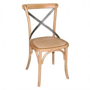 Cadeiras de Madeira Pátina com Encosto Cruzado - Natural - Bolero - Fourniresto