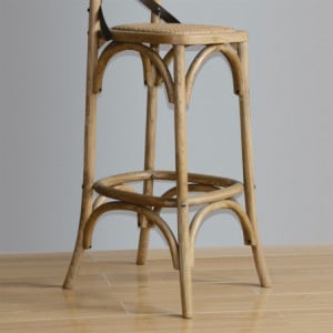 Tabouret De Bar En Bois Avec Dossier Croisé - Métal - Bolero - Fourniresto