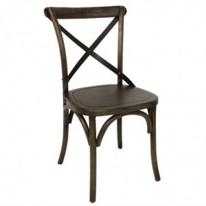 Walnut-colored chairs with crossed back - Bolero - Fourniresto