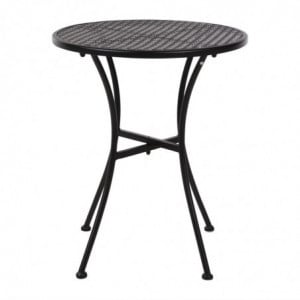 Round Perforated Steel Bistro Table - Black - 600mm - Bolero - Fourniresto