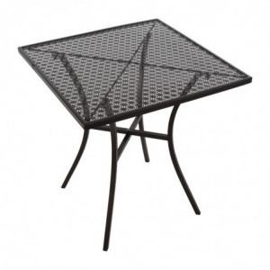 Square Perforated Steel Bistro Table - Black - 700mm - Bolero - Fourniresto