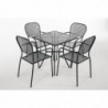 Square Perforated Steel Bistro Table - Black - 700mm - Bolero - Fourniresto