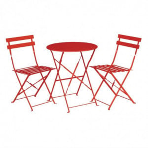 Steel Terrace Chairs - Red - Set of 2 - Bolero - Fourniresto