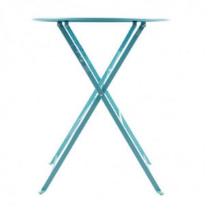 Round steel terrace table - turquoise blue - 595mm - Bolero - Fourniresto