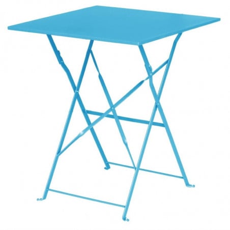 Square steel terrace table - turquoise blue - 600mm - Bolero - Fourniresto