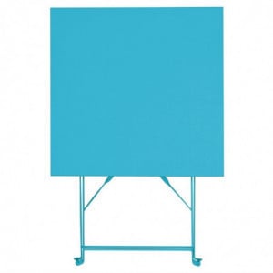 Square steel terrace table - turquoise blue - 600mm - Bolero - Fourniresto