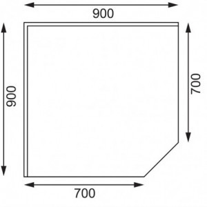 Mesa de canto em aço inoxidável-L 900 x 700mm - Vogue