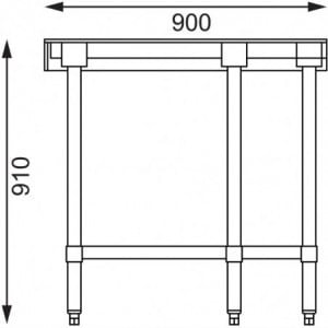 Stainless Steel Corner Table - L 900 x 700mm - Vogue