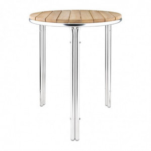 Round table in ash and aluminum 600mm - Bolero - Fourniresto