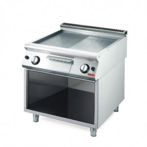 Plancha a gás 700 com placa meia lisa meia estriada - Gastro M - Fourniresto