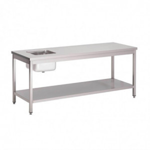 Chef's Table Stainless Steel with Lower Shelf - L 2000 x W 700 mm - Gastro M