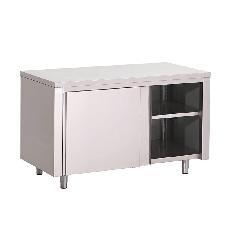 Stainless Steel Cabinet with Sliding Doors - W 1200 x D 700 mm - Gastro M