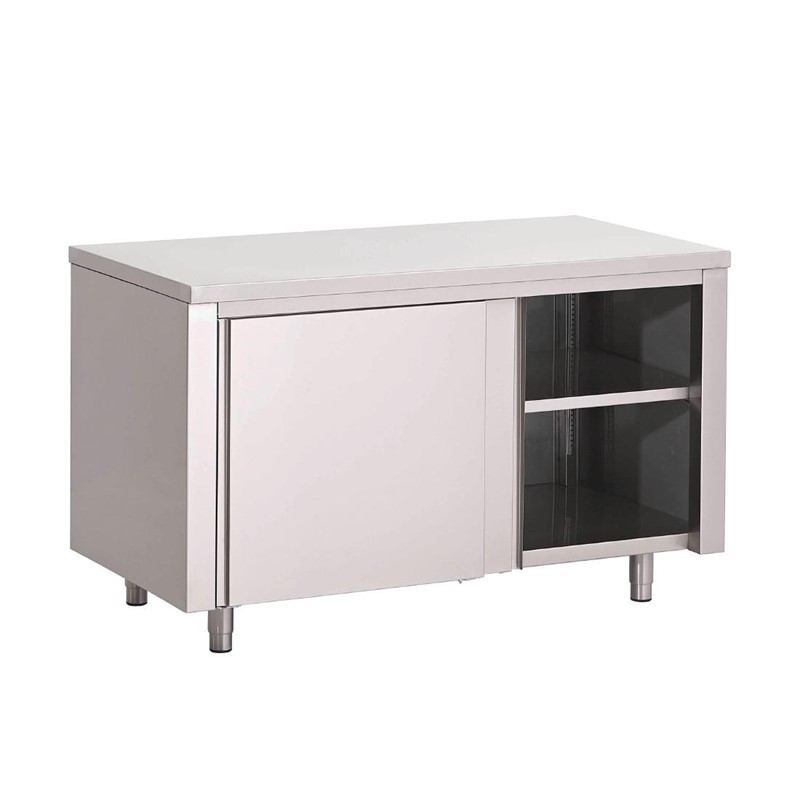 Stainless Steel Cabinet with Sliding Doors - W 1400 x D 700 mm - Gastro M