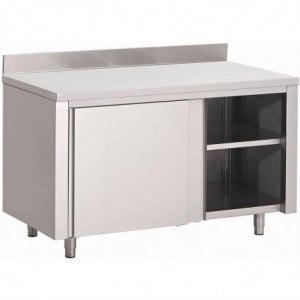 Stainless Steel Cabinet with Sliding Doors and Backsplash - W 2000 x D 700 mm - Gastro M