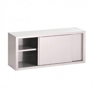 Stainless Steel Wall Cabinet with Sliding Doors - W 1000 x D 400 mm - Gastro M