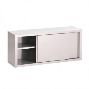 Stainless Steel Wall Cabinet with Sliding Doors - W 1200 x D 400mm - Gastro M