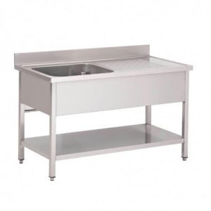 Plonge em Inox Com Prateleira Baixa 1 Cuba À Esquerda-L 1200 x P 700 mm - Gastro M
