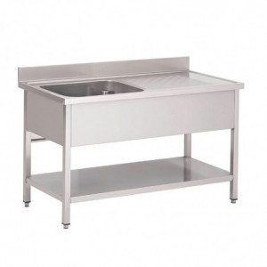 Stainless Steel Sink With Lower Shelf 1 Basin Left-L 1200 x D 700 mm - Gastro M