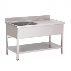 Plonge em Inox Com Prateleira Baixa 1 Cuba À Esquerda-L 1600 x P 700mm - Gastro M