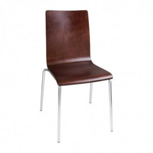 Cadeira com encosto quadrado marrom escuro - Conjunto de 4 - Bolero - Fourniresto