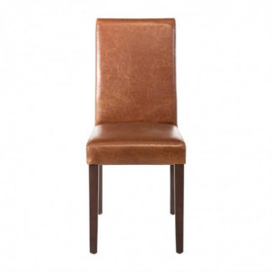 High back brown faux leather chair - Set of 2 - Bolero - Fourniresto