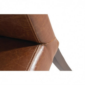Chaise dossier haut en simili cuir marron patiné - Lot de 2 - Bolero - Fourniresto