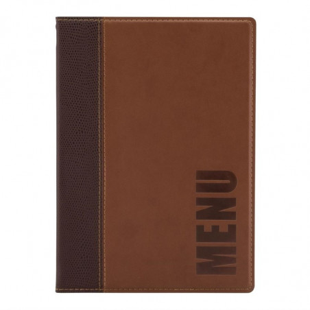 Contemporary A5 Light Brown Menu Cover - Securit - Fourniresto