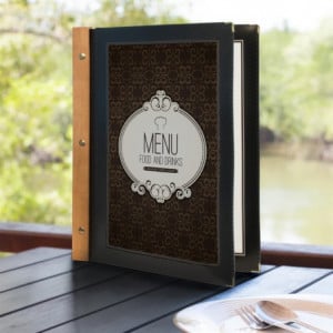 Menus de mesa em madeira preta A4 - Securit - Fourniresto