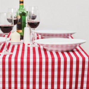 Square tablecloth with red checkered pattern in polyester 1780 x 1780mm - Mitre Essentials - Fourniresto