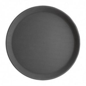 Non-slip round black fiberglass tray 406mm - Olympia KRISTALLON - Fourniresto