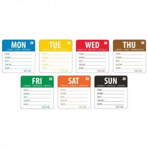 Weekday Labels 50mm - 7 Rolls of 500 - Vogue