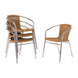 Cadeiras de vime e alumínio - Conjunto de 4 - Bolero - Fourniresto