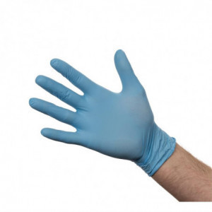 Non-Powdered Blue Nitrile Gloves - Size L - Pack of 100 - FourniResto