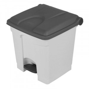 Lixeira com Pedal Branca e Cinza - 45 L
