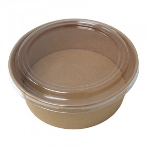 Tigela de Salada Kraft com Tampa PET - 1300 ml - Lote de 300