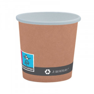 Gobelet Recyclable Carton Couleur Kraft Intérieur Blanc - 10 cl
