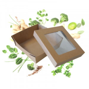 Caixa de refeição com janela 95 x 95 - Ecologicamente responsável - Pacote com 25