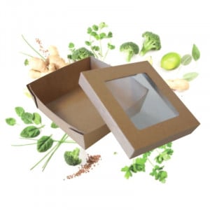 Caixa de refeição com janela larga - Ecologicamente responsável - Conjunto de 25