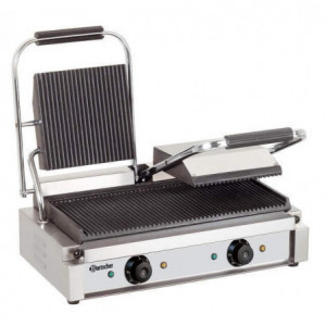 Double Panini Machine - Grooved Plates
