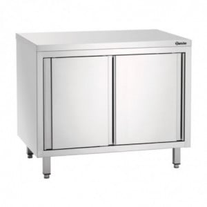 Stainless Steel Cabinet with Sliding Doors and Shelf - L 1000 mm