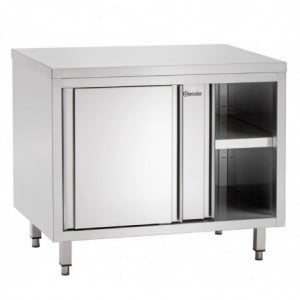 Stainless Steel Cabinet with Sliding Doors and Shelf - L 1200 mm