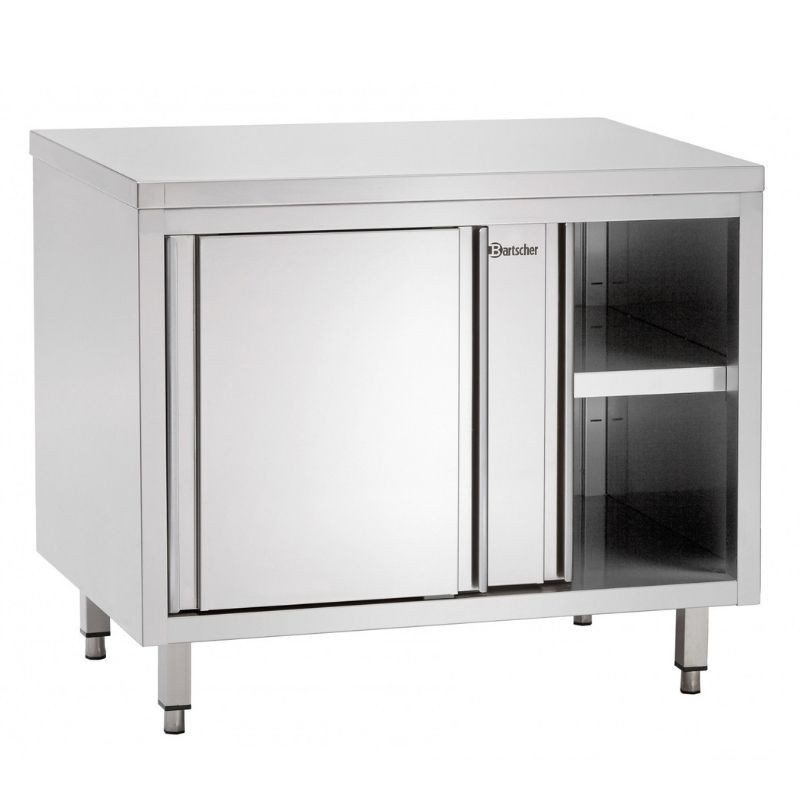 Stainless Steel Cabinet with Sliding Doors and Shelf - L 1600 mm