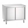 Stainless Steel Cabinet with Sliding Doors and Shelf - L 1600 mm
