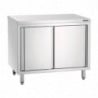 Stainless Steel Cabinet with Sliding Doors and Shelf - L 1800 mm