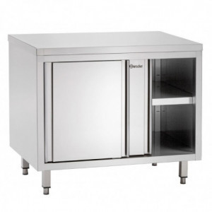 Stainless Steel Cabinet with Sliding Doors and Shelf - L 1400 mm