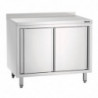 Stainless Steel Cabinet with Sliding Doors, Shelf, and Backsplash - L 2000 mm