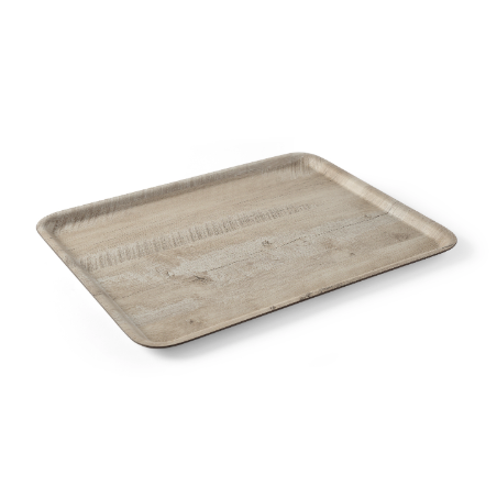 Plateau de Service en Mélamine Imprimé Bois Clair - 350 x 240 mm