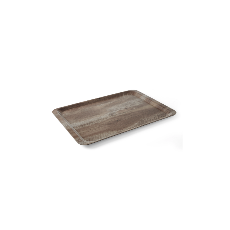 Melamine Printed Dark Wood Service Tray - 350 x 240 mm