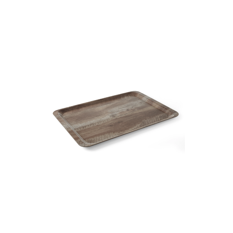 Melamine Printed Dark Wood Service Tray - 530 x 370 mm